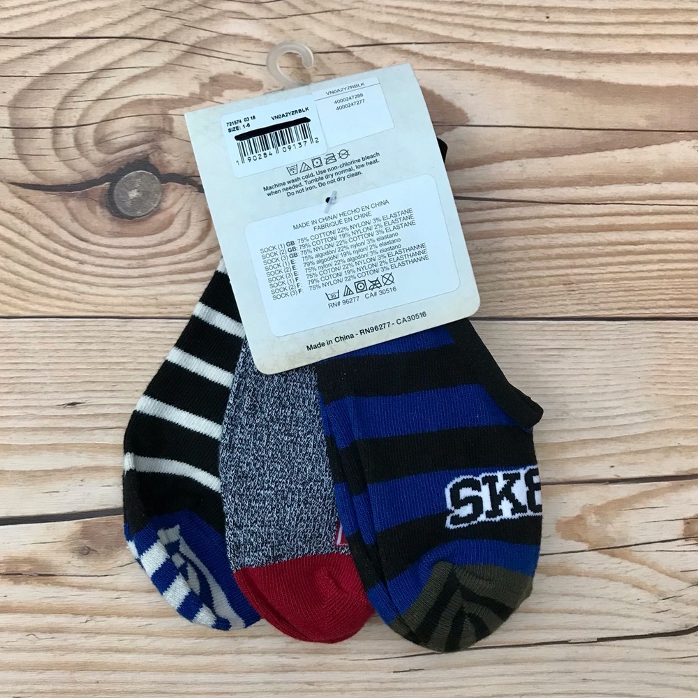 Vans Off The Wall 3 Pairs No Show Socks/Footies - Picture 2 of 12